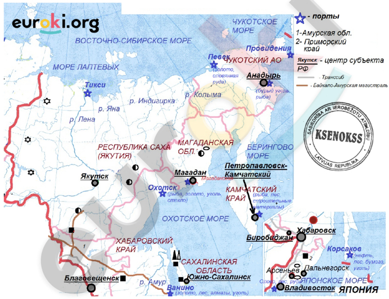 Контурная карта дальневосток